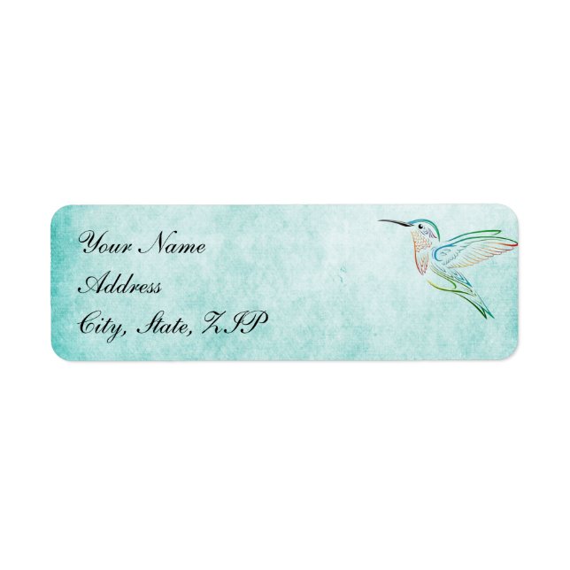 Étiquettes de mariage Aqua Hummingbird Watercolor (Devant)