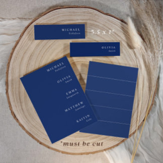 Étiquettes de mariage bleu marine 3,5 x 1 Cartes f