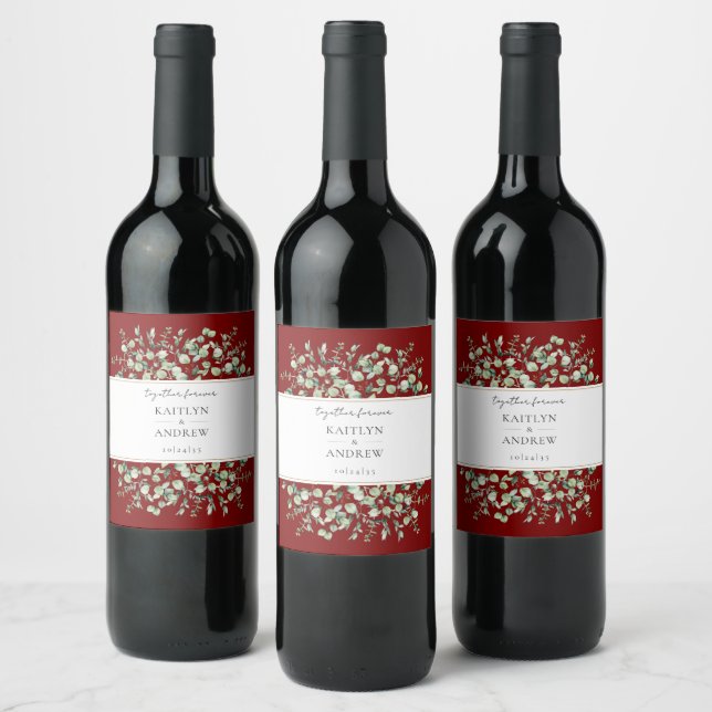Étiquettes de mariage « Bourgogne Eucalyptus Ensem (Bouteilles)