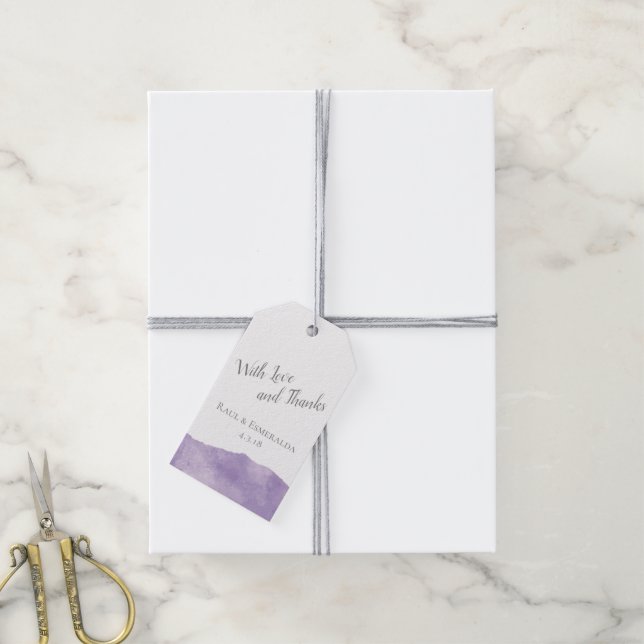 Étiquettes de Mariage d'aquarelle Lavender (Avec de la ficelle)