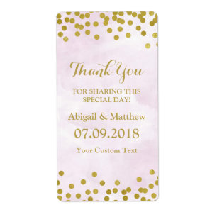 Étiquettes de mariage de confettis d'or