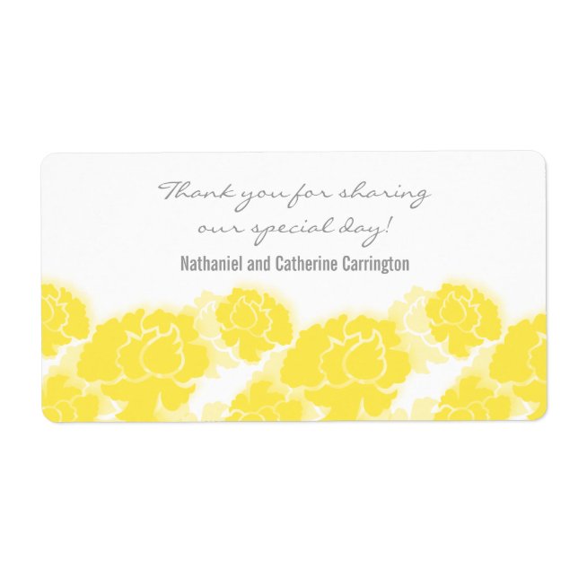 Étiquettes de mariage de décadence florale jaune (Devant)