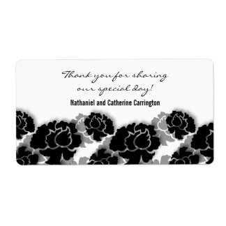 Étiquettes de mariage de décadence florale noire