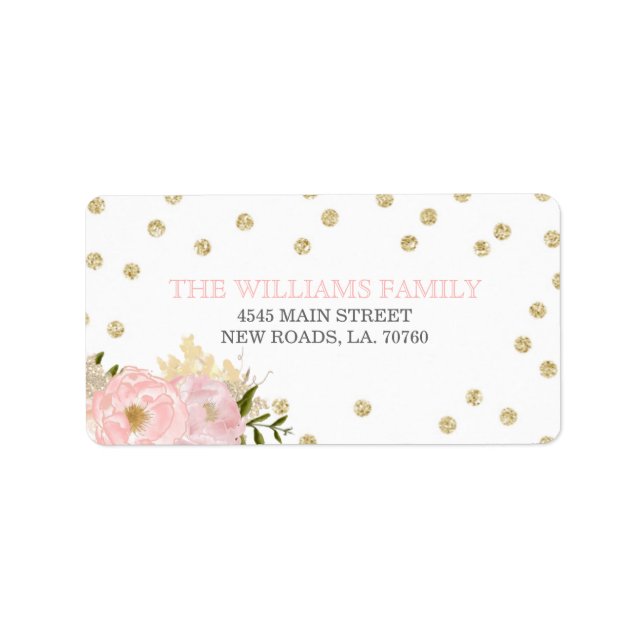 Étiquettes de mariage de parties scintillant Peony (Devant)