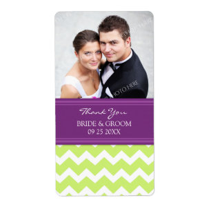 Étiquettes de mariage de photo de Chevron de prune
