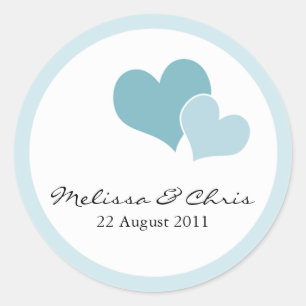 Étiquettes de mariage double coeur - Turquoise cla