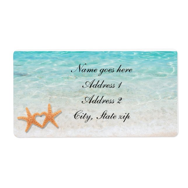 Étiquettes de mariage Étoile de mer Amour Plage Oc (Devant)