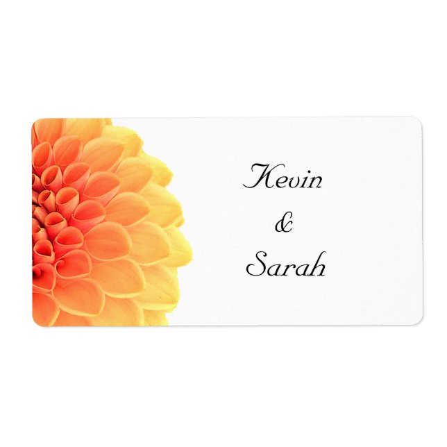 Étiquettes de mariage floral orange (Devant)