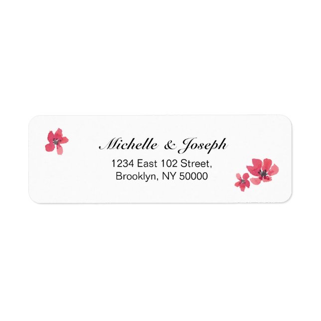 Étiquettes de mariage floral rose Aquarelle (Devant)