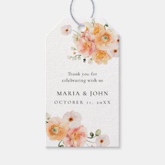 Étiquettes de mariage florales Boho Peach & Blush
