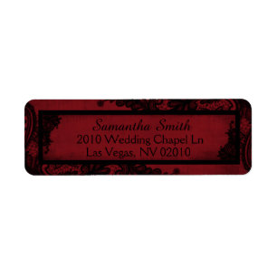 Étiquettes de mariage gothique rouge noir dentelle