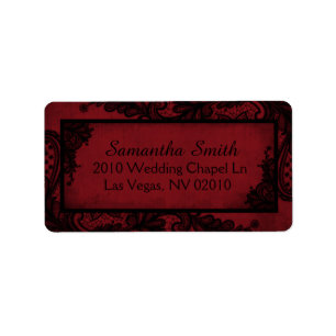 Étiquettes de mariage gothique rouge noir dentelle