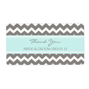 Étiquettes de mariage gris bleu Chevron