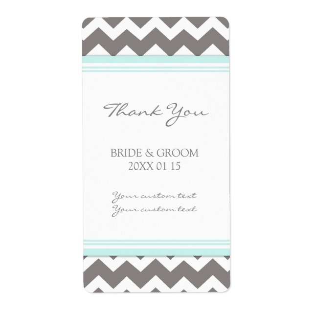 Étiquettes de mariage gris bleu Chevron (Devant)