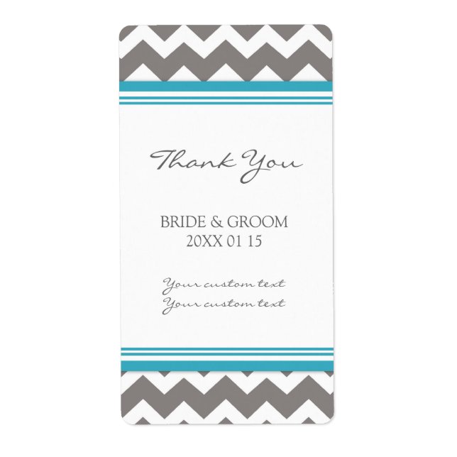 Étiquettes de mariage gris bleu Chevron (Devant)