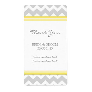 Étiquettes de mariage gris-jaune Chevron