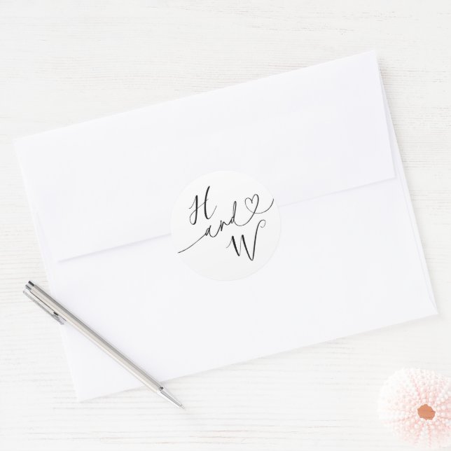Étiquettes de mariage initiales Chic Heart (Enveloppe)