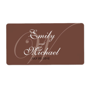 Étiquettes de mariage Monogramme - Chocolat