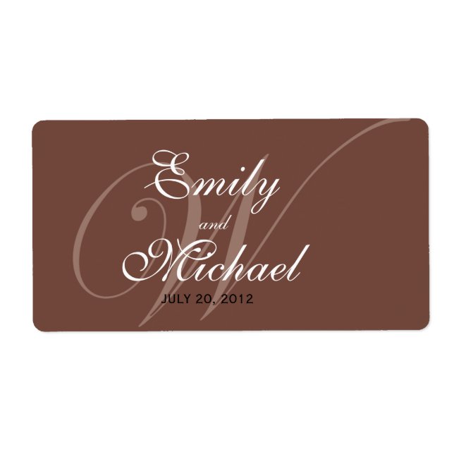Étiquettes de mariage Monogramme - Chocolat (Devant)