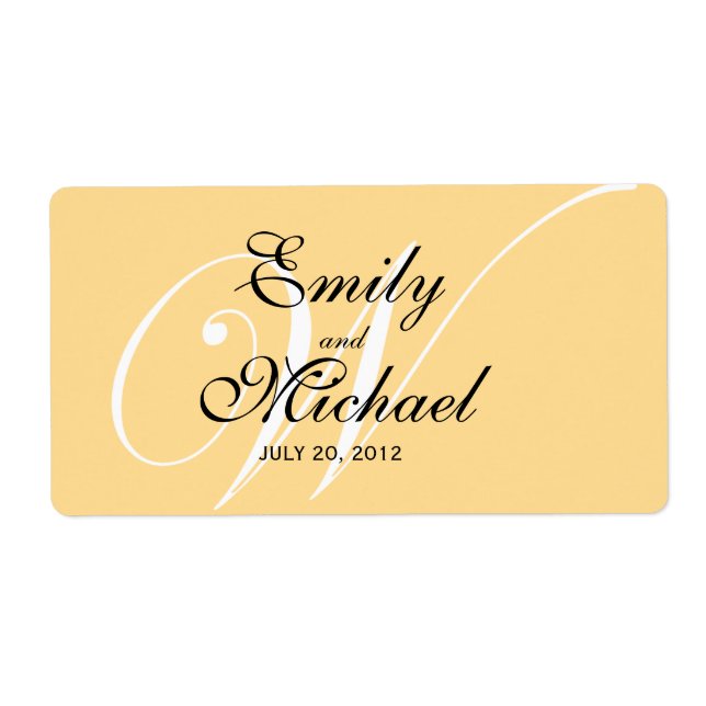 Étiquettes de mariage Monogramme - Tournesol (Devant)