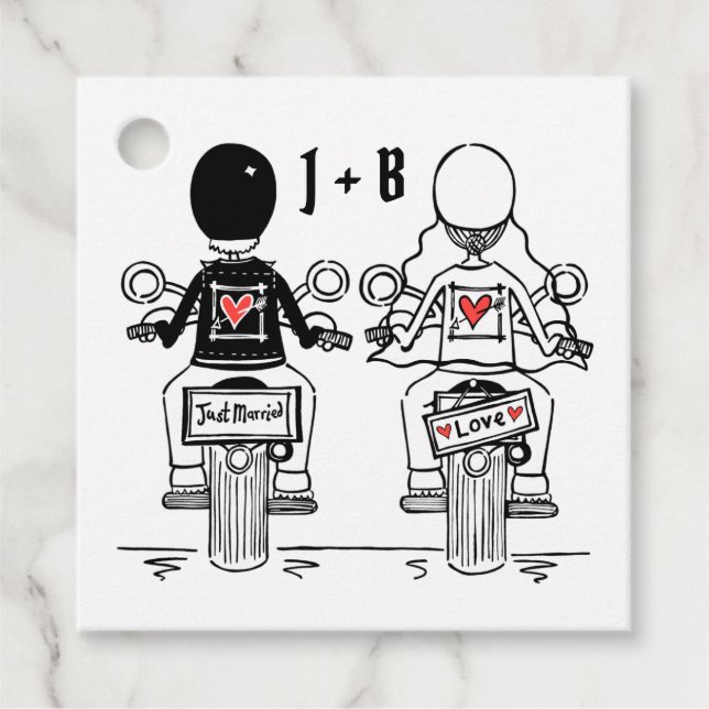 Étiquettes de mariage personnalisées pour motards (Devant)