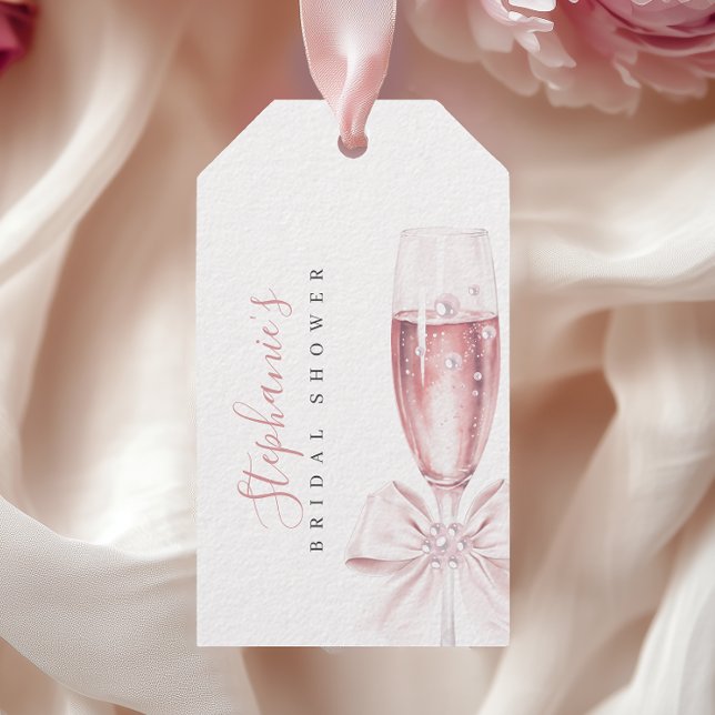 Étiquettes de mariage rose perles et prosecco (Créateur téléchargé)