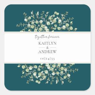 Étiquettes de mariage Teal Eucalyptus Ensemble For