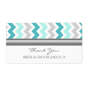 Étiquettes de mariage Turquoise gris Chevron