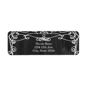 Étiquettes de mariage vintage en bois noir et blan