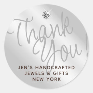 Étiquettes de Merci brillant gris argent clair
