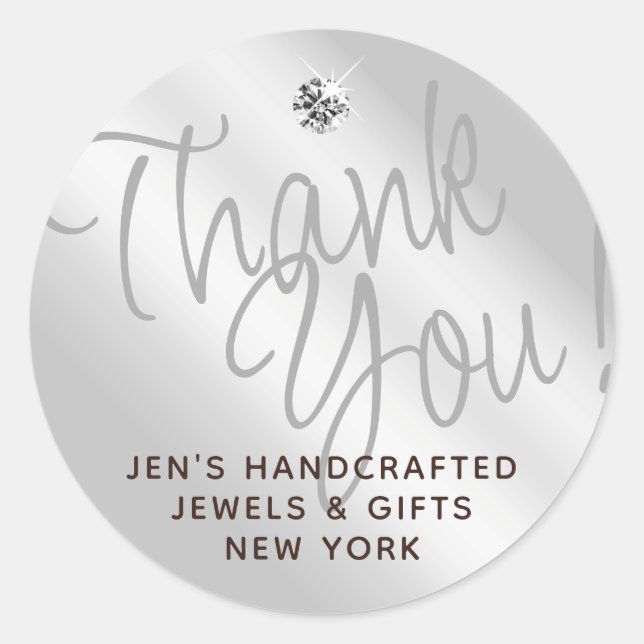 Étiquettes de Merci brillant gris argent clair (Devant)