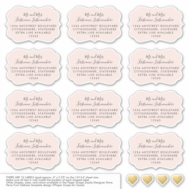 Étiquettes de messagerie adressés Forme de support (Devant)