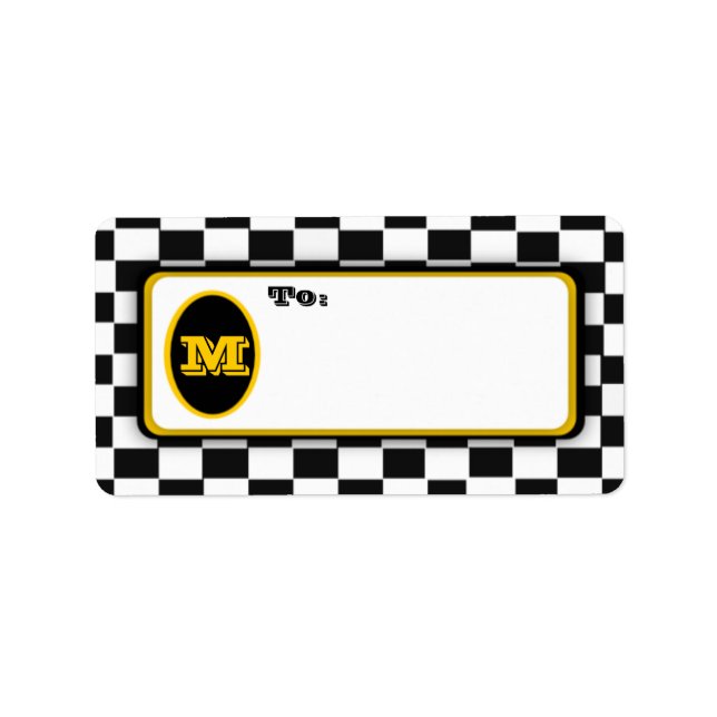 Étiquettes de messagerie monogramme en tableau bla (Devant)
