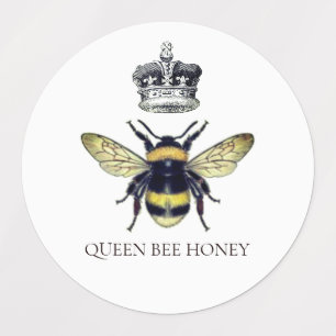 Étiquettes de miel blanc de la reine abeille et co
