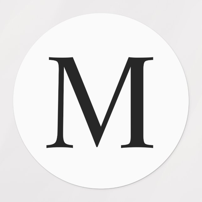Étiquettes de monogramme noir et blanc (Design 1)