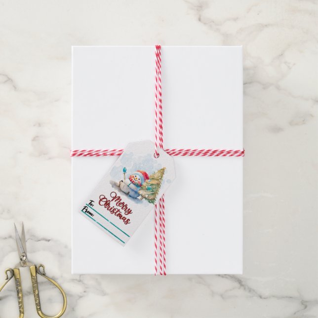 Étiquettes de Noël des neiges et des arbres (Avec de la ficelle)