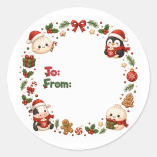 Étiquettes de Noël Kawaii