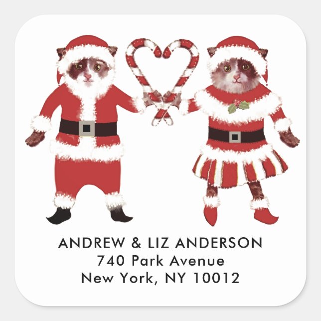 Étiquettes de Noël pour les amoureux des chats (Devant)