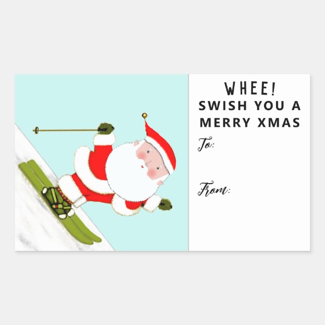 Étiquettes de Noël pour skieur de ski (Devant)