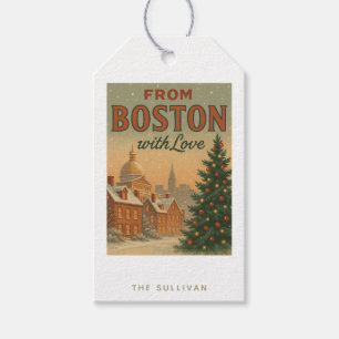 Étiquettes de Noël Vintage From Boston With Love