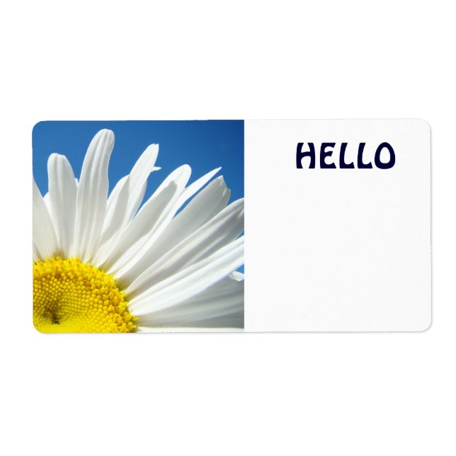 Étiquettes de nom Bonjour Fleurs de marguerite bla (Devant)