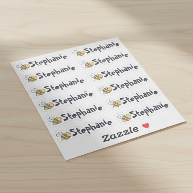 Étiquettes de nom d'abeille fantaisistes - Lot de  (Set of 12 whimsical bee name labels.)