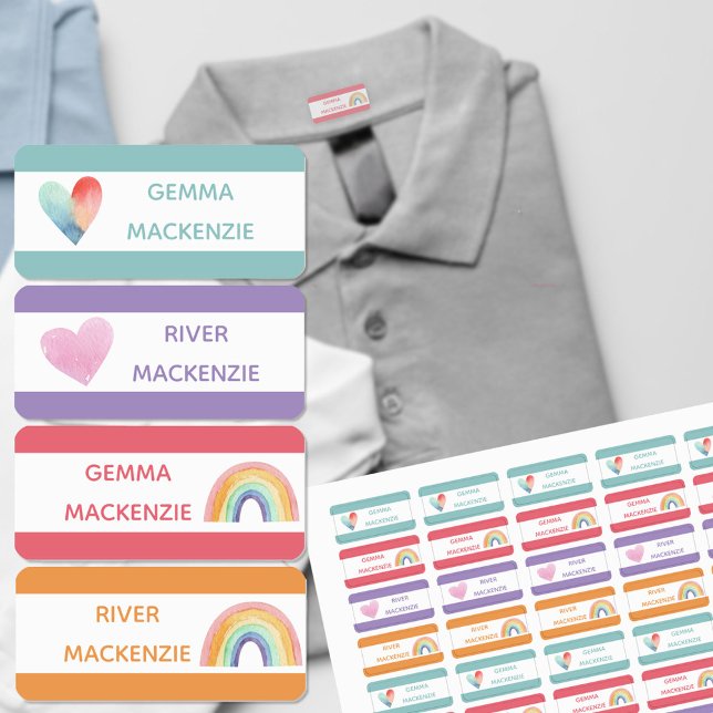 Étiquettes de nom de vêtements codées par couleur  (Créateur téléchargé)