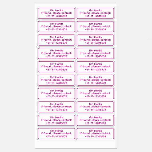 Étiquettes de nom d'identification personnalisées  (Feuille)