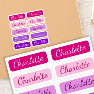 Étiquettes de nom élégantes rose à violet pour fil