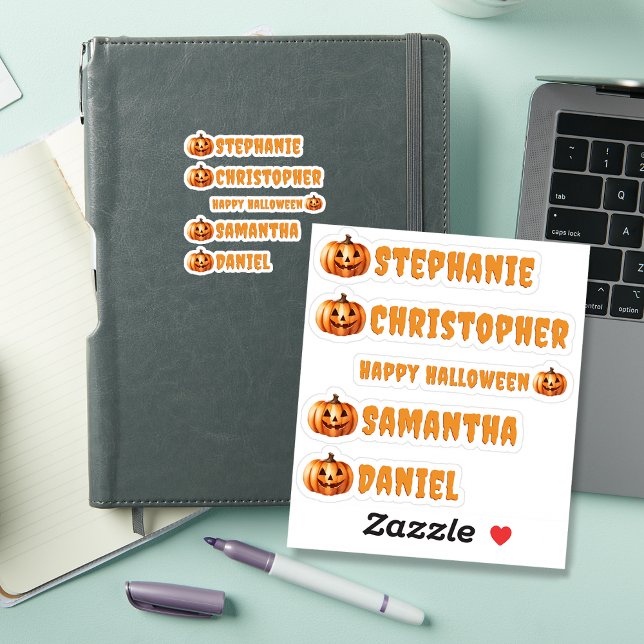 Étiquettes de nom en découpage vinyle Halloween -  (🎃 Pumpkin Magic: Halloween Vinyl Cutout Name Labels! 👻)