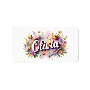 Étiquettes de nom florales Princesse – Autocollant