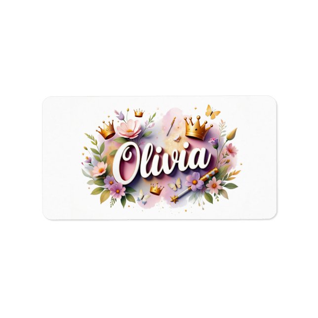 Étiquettes de nom florales Princesse – Autocollant (Devant)