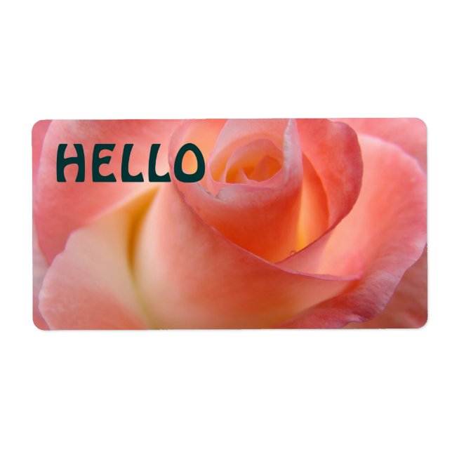 Étiquettes de nom HELLO Fleurs de rose rose (Devant)