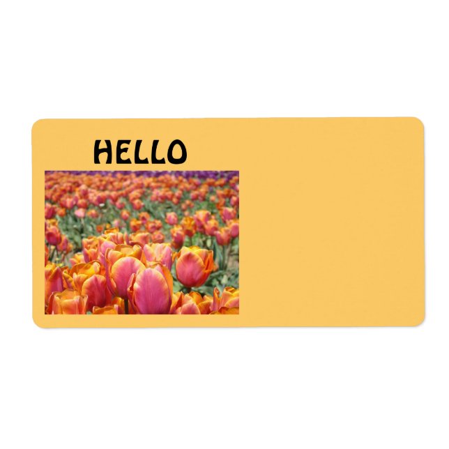 Étiquettes de nom HELLO Fleurs de Tulipe Conférenc (Devant)